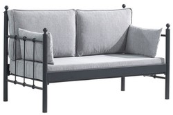 Casa Padrino divano da giardino Art Nouveau nero / grigio chiaro 140 x 70 x A. 92 cm - Divano da Giardino - Divano da Terrazza - Mobili da Giardino e da Terrazza Art Nouveau