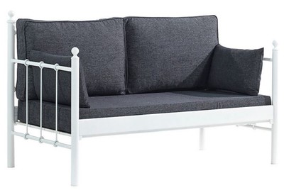 Casa Padrino divano da giardino Art Nouveau bianco / grigio scuro 140 x 70 x A. 92 cm - Divano da Giardino - Divano da Terrazza - Mobili da Giardino e da Terrazza Art Nouveau