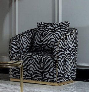 Casa Padrino poltrona di lusso grigio / nero / oro - Elegante poltrona da soggiorno con motivo e cuscino decorativo - Mobili da soggiorno di lusso