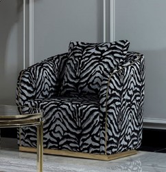 Casa Padrino fauteuil de luxe gris / noir / or - Fauteuil de salon élégant avec motif et coussin décoratif - Mobilier de salon de luxe