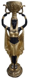 Garten Terrassen Wohnzimmer Deko Skulptur Figur Ägypterin mit Blumentopf Garden Terraces Living Room Decoration Sculpture Figure Egyptian Woman with Flower Pot 
