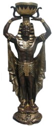 Casa Padrino deco sculpture egyptian with flower pot bronze / black / gold H. 130 cm - Weatherproof egyptian decoration figure - Living room garden terrace sculpture