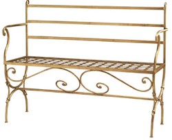 Casa Padrino banc Art Nouveau de luxe or antique 110 x 50 x H. 88 cm - Banc en métal fait main raffiné à la feuille d'or - Mobilier d'hôtel nostalgique - Qualité de Luxe