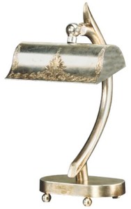 Casa Padrino lampe de bureau Art Nouveau de luxe argent 19 x 18 x H. 33 cm - Élégante lampe de table en laiton avec abat-jour pivotant - Luminaires Baroque & Art Nouveau