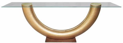 Casa Padrino consolle di lusso oro / marrone scuro 230 x 45 x A. 86 cm - Consolle con piano in vetro - Mobili soggiorno - Mobili hotel - Collezione di Lusso