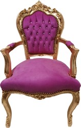 Chaise de salle à manger baroque Casa Padrino rose / or avec strass Bling Bling - Meubles de style ancien Chaise de salle à manger baroque Casa Padrino rose / or avec strass Bling Bling - Meubles de style ancien