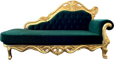 Casa Padrino chaise longue boulle barocco di lusso verde / oro - Chaise longue in legno massello fatta a mano con velluto pregiato e motivo elegante - Magnifici Mobili Barocchi