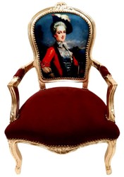 Casa Padrino chaise de salon baroque dame bordeaux rouge / or - Chaise de style ancien fabriquée à la main avec accoudoirs - Mobilier de style baroque