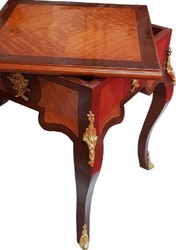 Casa Padrino Art Deco Solid Wood Chess Table Brown / Dark Brown / Beige / Brass 60 x 60 x H. 71 cm - Handmade Game Table - Side Table - Antique Style Baroque Furniture