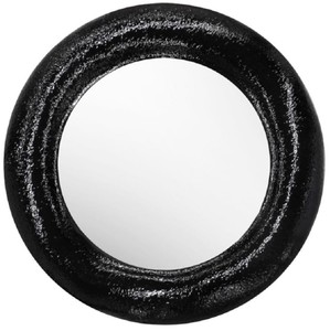 Casa Padrino specchio di lusso nero Ø 120 cm - Specchio rotondo da parete in fibra di vetro - Specchio soggiorno - Specchio armadio - Collezione di Lusso