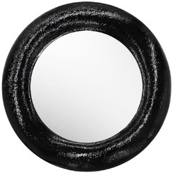 Casa Padrino espejo de lujo negro Ø 120 cm - Espejo de pared redondo de fibra de vidrio - Espejo de salón - Espejo de armario - Colección de Lujo