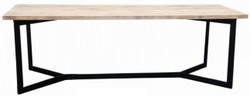 Casa Padrino luxury solid wood dining table natural / black 280 x 90 x H. 78 cm - Solid kitchen table with oak table top and metal frame - Dining room furniture