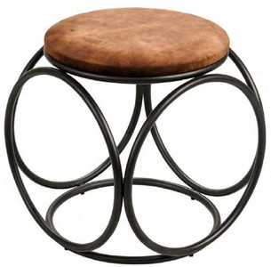 Casa Padrino sgabello di lusso marrone / nero 50 x 50 x A. 50 cm - Sgabello imbottito con struttura in metallo - Mobili da Soggiorno - Collezione di Lusso 