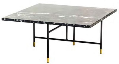 Casa Padrino tavolo da salotto di lusso nero / ottone 80 x 80 x A. 37 cm - Tavolo da soggiorno moderno con piano in marmo e struttura in metallo - Mobili da soggiorno di lusso
