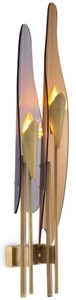 Casa Padrino lampada da parete di design ottone antico / ambra / grigio 18,5 x 8 x A. 78 cm - Lampada da parete in metallo con paralumi in vetro colorato - Qualità di Lusso