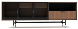 Casa Padrino aparador de lujo marrón / negro / plata 224 x 50 x A. 80 cm - Armario de la sala de estar moderno de madera maciza - Muebles de salón de lujo