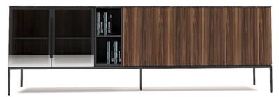 Casa Padrino credenza di lusso marrone / nero / bianco 235 x 50 x A. 83 cm - Armadio da soggiorno moderno in legno massello - Mobili da soggiorno di lusso