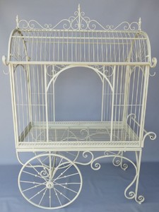 Jugendstil Metall Blumenwagen Pflanzenwagen Weiß Art Nouveau Metal Flower Cart Plant Cart White 