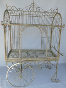 Jugendstil Metall Blumenwagen Pflanzenwagen Rustikal Grün Art Nouveau Metal Flower Cart Plant Cart Rustic Green