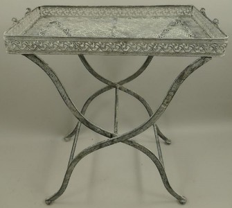 Jugendstil Metall Garten Terrassen Tisch Antik Grau Art Nouveau Metal Garden Terrace Table Antique Gray