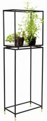 Casa Padrino mensola fiori di lusso nero / ottone 50 x 30 x A. 150 cm - Mensola piante moderna in metallo - Mobili per Soggiorno