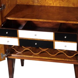 Casa Padrino armadio bar Art Déco di lusso marrone / bianco / nero 80 x 45 x A. 170 cm - Armadio per vino in legno massello - Mobili Bar - Mobili Hotel - Qualità di Lusso
