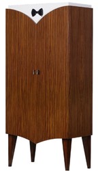 Casa Padrino armadio bar Art Déco di lusso marrone / bianco / nero 80 x 45 x A. 170 cm - Armadio per vino in legno massello - Mobili Bar - Mobili Hotel - Qualità di Lusso