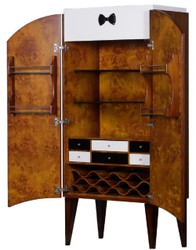 Casa Padrino armadio bar Art Déco di lusso marrone / bianco / nero 80 x 45 x A. 170 cm - Armadio per vino in legno massello - Mobili Bar - Mobili Hotel - Qualità di Lusso