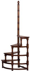 Casa Padrino scala della biblioteca Art Nouveau di lusso marrone 63 x 46 x A. 157 cm - Scala per biblioteca in legno massello - Mobili per Ufficio Barocco e Art Nouveau - Qualità di Lusso