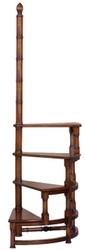 Casa Padrino scala della biblioteca Art Nouveau di lusso marrone 63 x 46 x A. 157 cm - Scala per biblioteca in legno massello - Mobili per Ufficio Barocco e Art Nouveau - Qualità di Lusso
