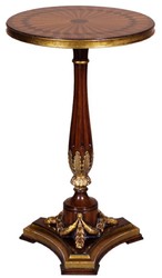 Casa Padrino luxury baroque side table brown / gold Ø 40 x H. 65 cm - Round mahogany table in baroque style - Baroque Furniture