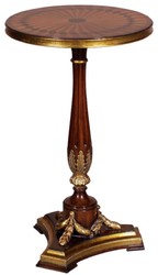 Casa Padrino luxury baroque side table brown / gold Ø 40 x H. 65 cm - Round mahogany table in baroque style - Baroque Furniture