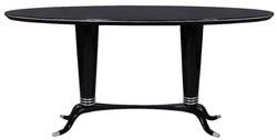 Casa Padrino luxury dining table black / silver 176 x 87 x H. 78 cm - Oval solid wood dining room table - Modern dining room furniture - Luxury Collection