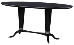 Casa Padrino luxury dining table black / silver 176 x 87 x H. 78 cm - Oval solid wood dining room table - Modern dining room furniture - Luxury Collection