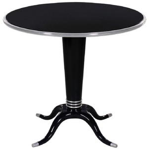 Casa Padrino tavolino di lusso in legno massello nero / argento Ø 80 x A. 70 cm - Tavolo rotondo in mogano - Mobili Moderni - Collezione di Lusso