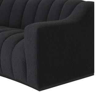 Casa Padrino Luxus Sofa Schwarz 234 x 96 x H. 76,5 cm - Leicht gebogenes Wohnzimmer Sofa - Hotel Sofa - Luxus Qualität