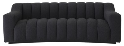 Casa Padrino Luxus Sofa Schwarz 234 x 96 x H. 76,5 cm - Leicht gebogenes Wohnzimmer Sofa - Hotel Sofa - Luxus Qualität