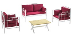 Jugendstil Garten Terrassen Möbel Set Bordeauxrot Weiß Art Nouveau Garden Patio Furniture Set Bordeaux Red White 