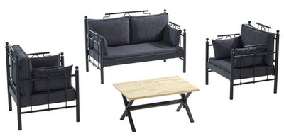 Casa Padrino Set di Mobili da Giardino Art Nouveau Grigio Scuro / Nero - 1 Divano e 2 Poltrone e 1 Tavolo - Mobili da Giardino e Patio Art Nouveau