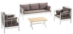 Casa Padrino Ensemble de Jardin Art Nouveau Gris / Blanc - 1 Canapé & 2 Fauteuils & 1 Table - Mobilier de Jardin et Patio dans le Style Art Nouveau 