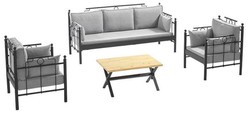 Casa Padrino Art Nouveau Conjunto de Muebles de Jardín Gris Claro / Negro - 1 Sofá y 2 Sillones y 1 Mesa - Muebles de Jardín y Patio en Estilo Art Nouveau