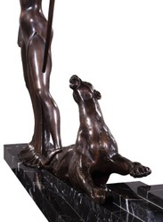 Casa Padrino escultura de decoración de bronce de lujo dama con lazo y tigre bronce / negro 85 x 13 x A. 82 cm - Accesorios de Decoración de Lujo