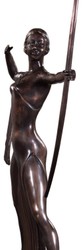 Casa Padrino escultura de decoración de bronce de lujo dama con lazo y tigre bronce / negro 85 x 13 x A. 82 cm - Accesorios de Decoración de Lujo