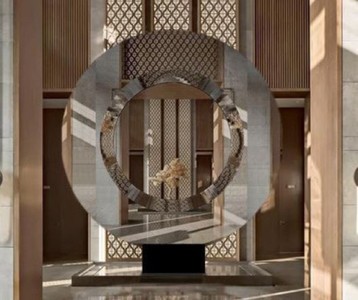 Casa Padrino Luxury Standing Mirror Black 250 x 19 x H. 268 cm - Huge Round Mirror - Hotel Mirror - Luxury Collection
