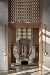 Casa Padrino Specchio da Terra di Lusso Nero 250 x 19 x A. 268 cm - Specchio Rotondo Enorme - Specchio Hotel - Collezione di Lusso