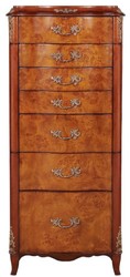 Casa Padrino commode à bijoux baroque de luxe marron clair / marron / argent 56 x 36 x H. 128 cm - Commode en bois massif noble avec miroir - Mobilier Baroque
