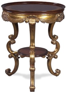 Casa Padrino luxury baroque side table dark brown / gold Ø 58 x H. 70 cm - Round mahogany table in baroque style - Baroque living room furniture