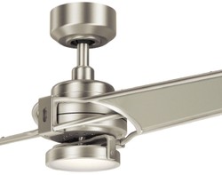 Casa Padrino ventilateur de plafond de luxe avec éclairage LED et télécommande argent / champagne 142 x H. 35 cm - Qualité de Luxe