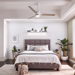 Casa Padrino ventilateur de plafond de luxe blanc / argent mat 152 x H. 46 cm - Ventilateur moderne dimmable avec éclairage LED et télécommande - Collection de Luxe