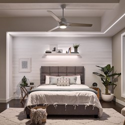 Casa Padrino ventilateur de plafond de luxe blanc / argent mat 152 x H. 46 cm - Ventilateur moderne dimmable avec éclairage LED et télécommande - Collection de Luxe